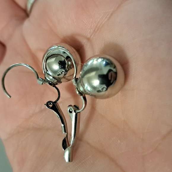 Silver Ball Earrings - Picture 3 of 4
